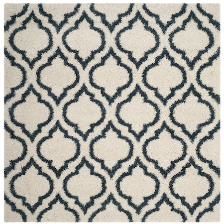 Flowers First 7 x 7 ft. Square Hudson Shag Power Loomed Rug; Ivory & Slate Blue FL1862571